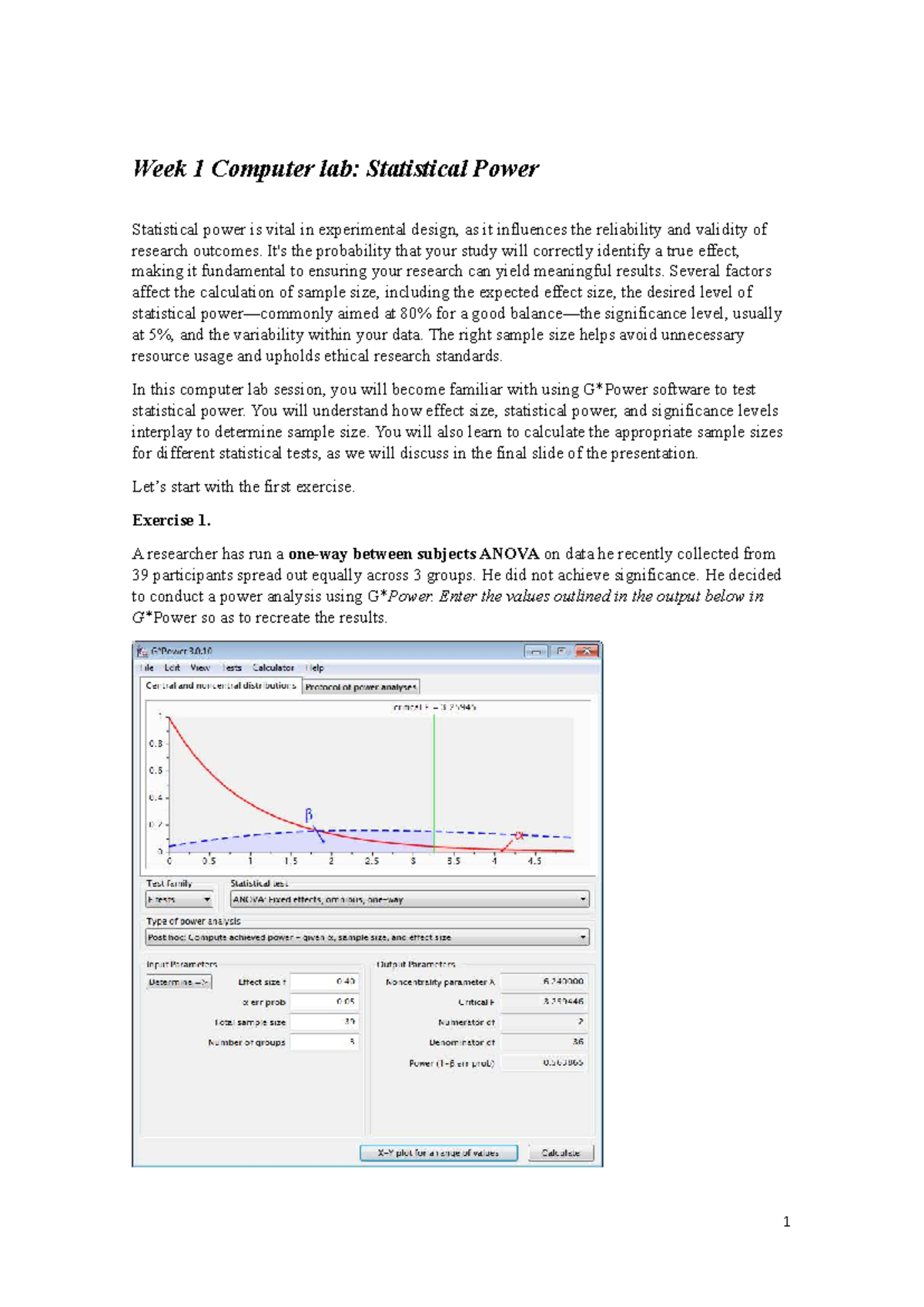 Week 1 Computer Lab: Statistical Power Analysis and Sample Size ...