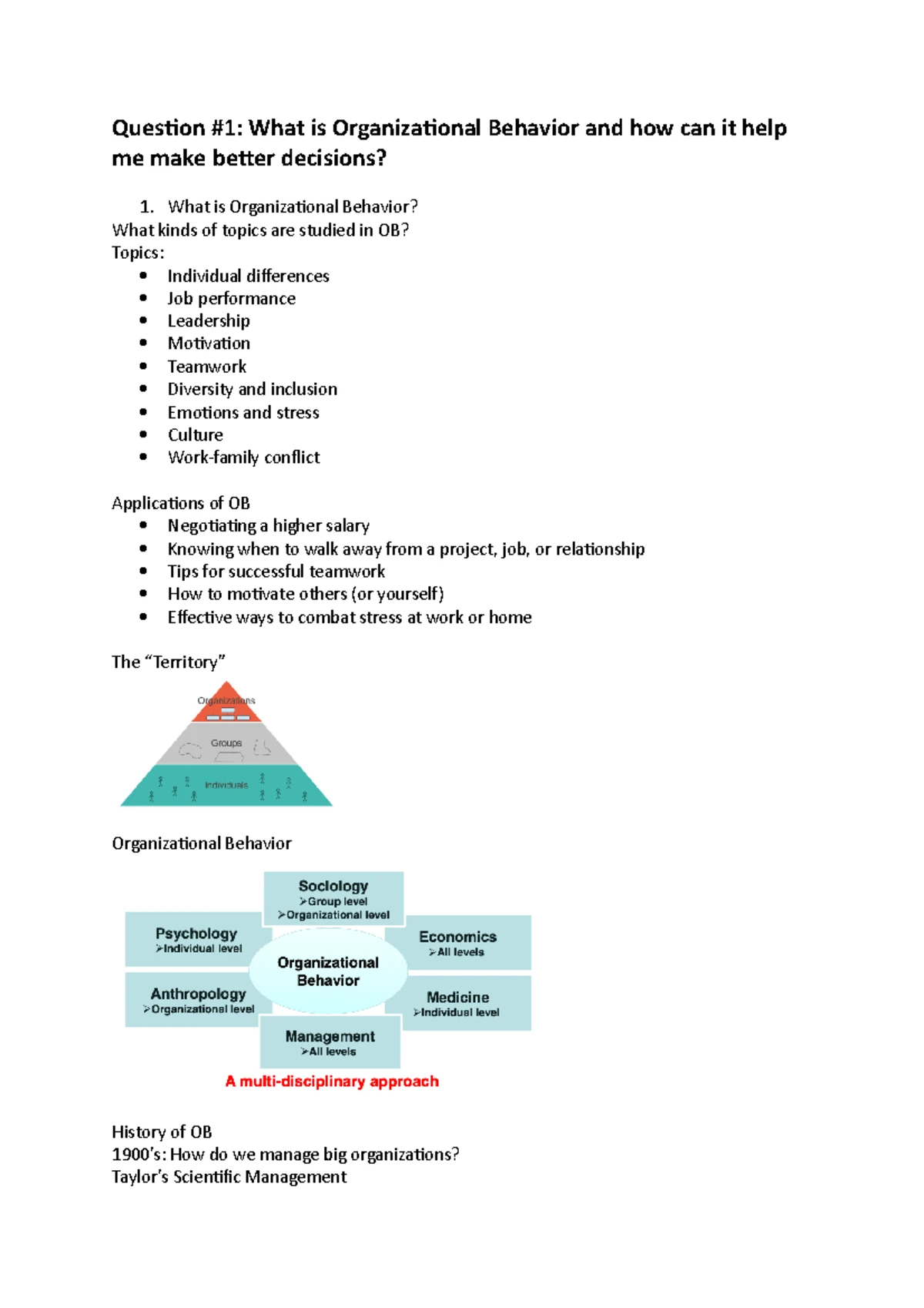 Organizational Behavior & Leadership: Final Exam Notes (30h) - Studocu
