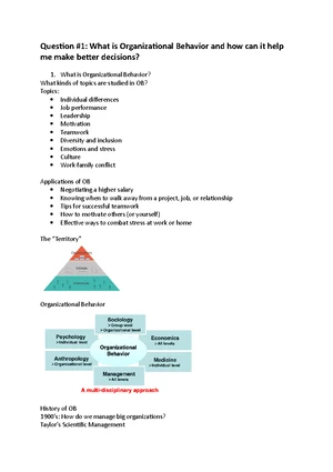 Organizational Behavior & Leadership: Final Exam Notes (30h) - Studocu