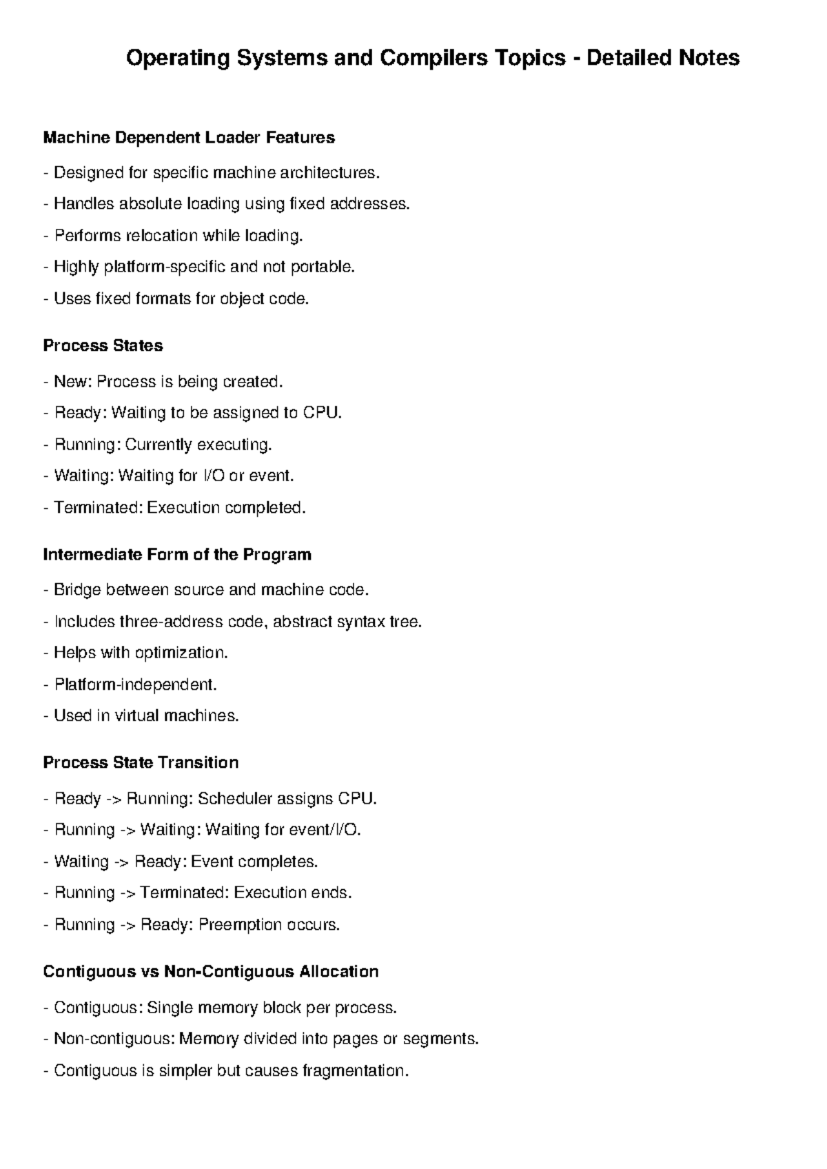 Operating Systems and Compilers: Detailed Notes for CS Course - Studocu