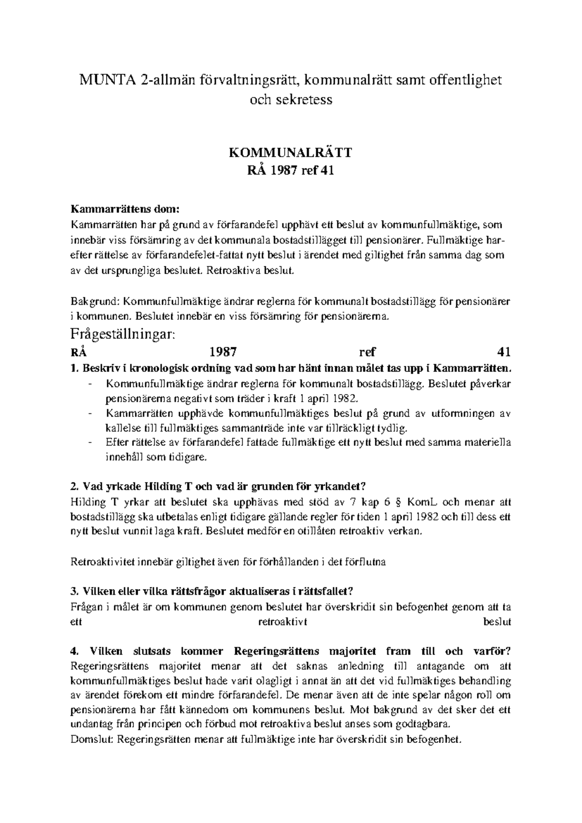 MUNTA 2: Allmän förvaltningsrätt och kommunalrätt med sekretessanalys ...
