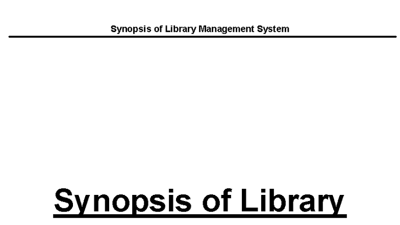 Library Management System Synopsis (Dewansh) - Studocu