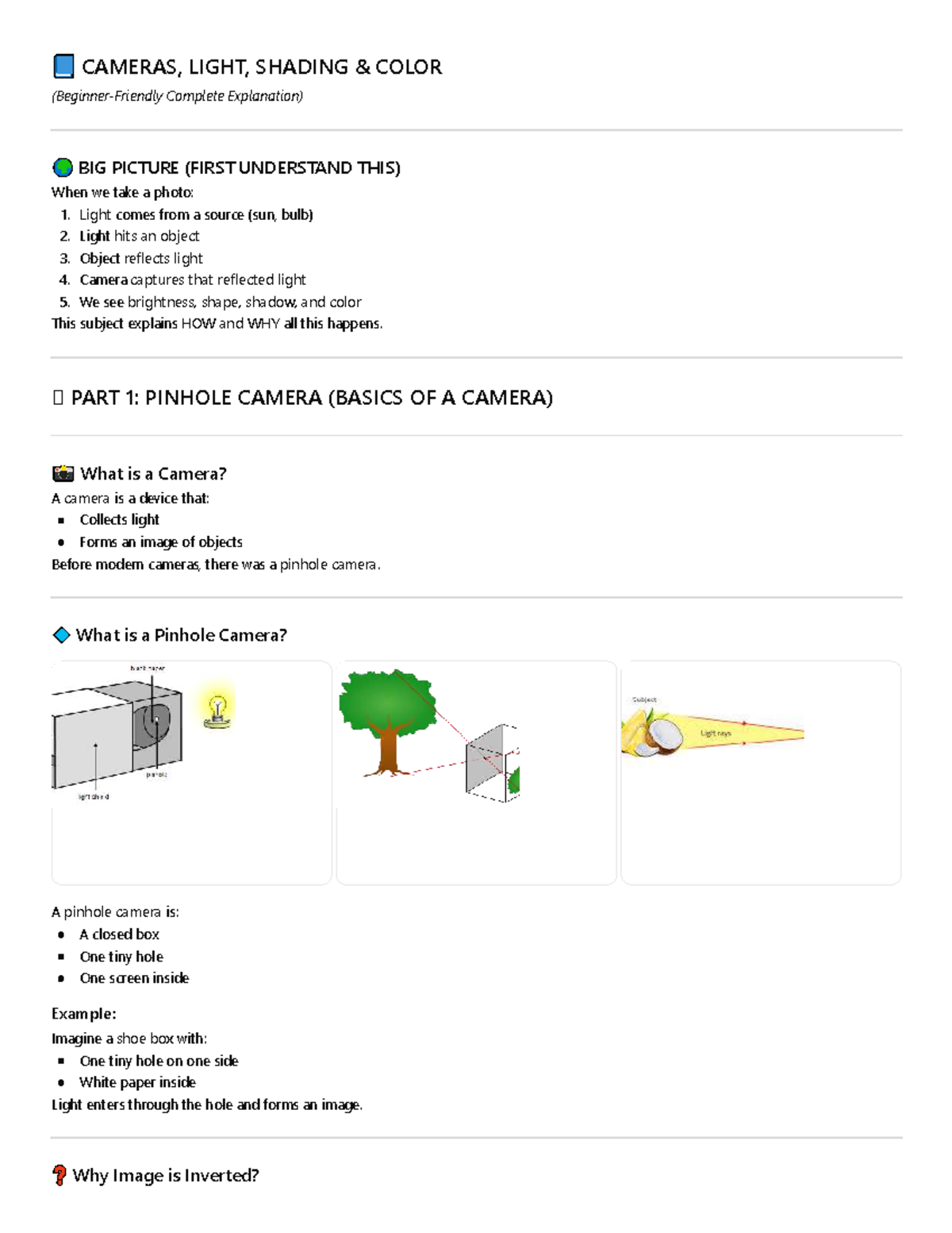 Cameras, Radiometry, Shading & Color (Complete Guide) - Studocu