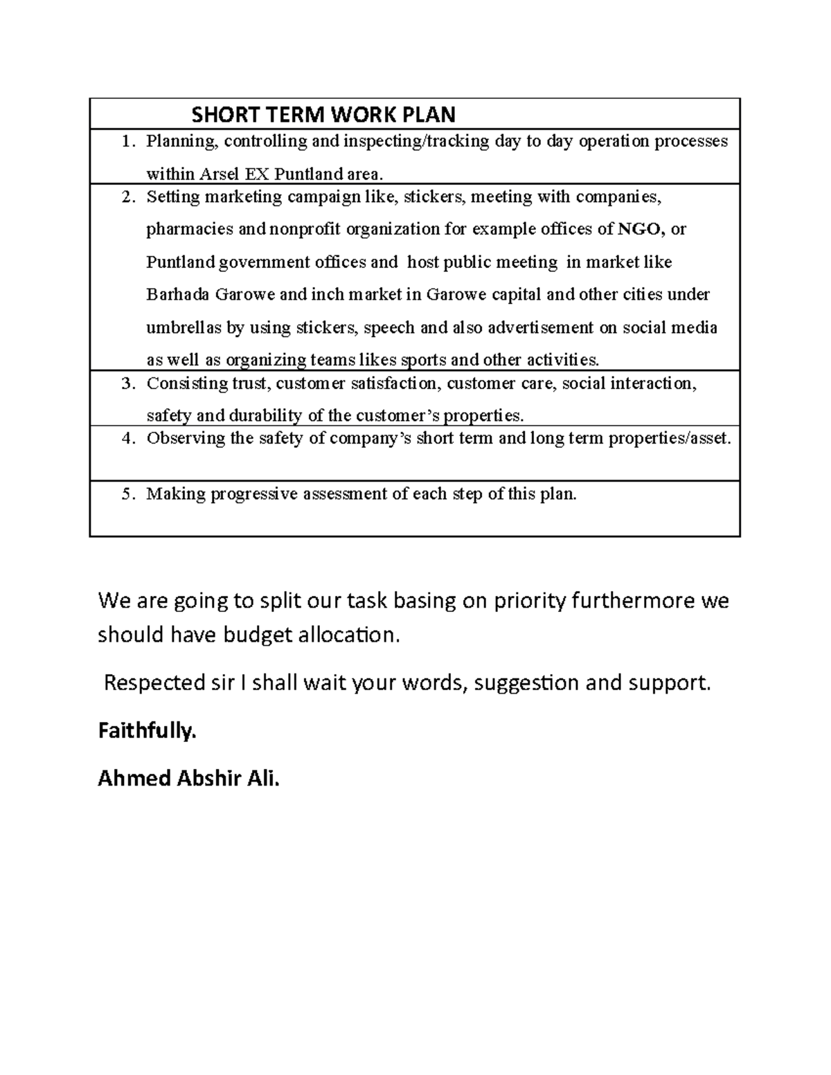 STW 101: Short Term Work Plan for Effective Operations Management - Studocu