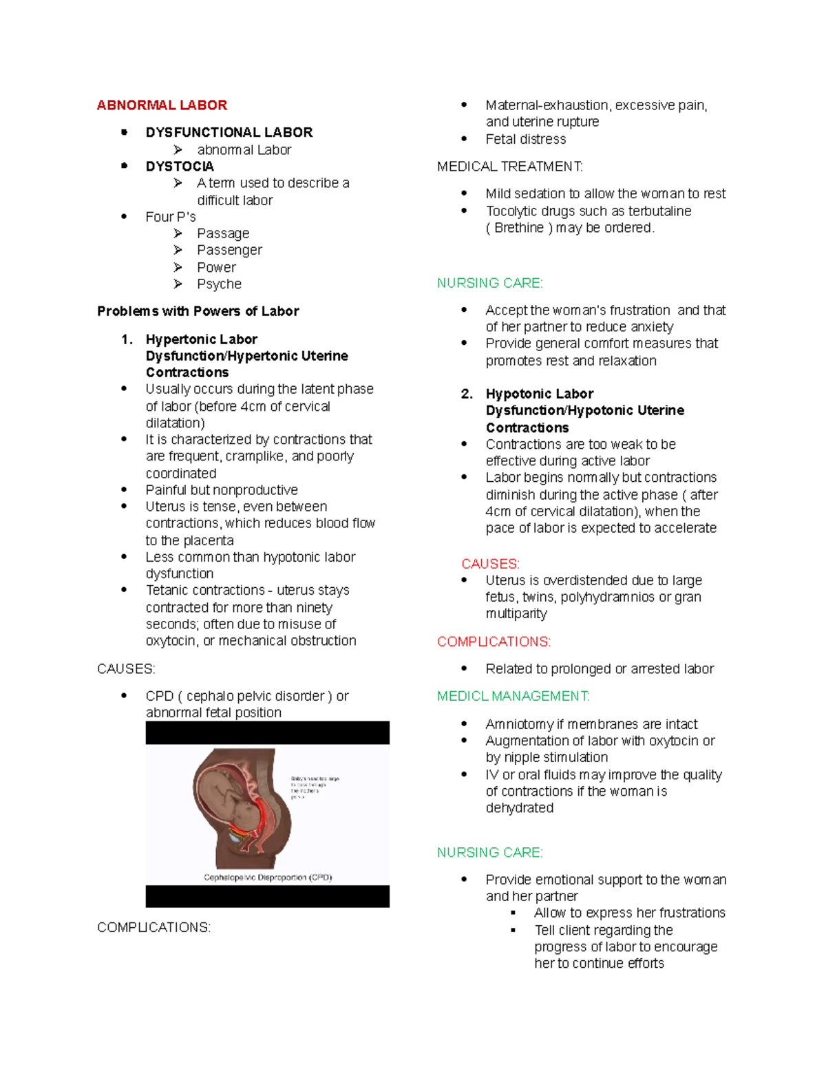 NCM 109 Abnormal Labor - HBUI. - ABNORMAL LABOR DYSFUNCTIONAL LABOR ...