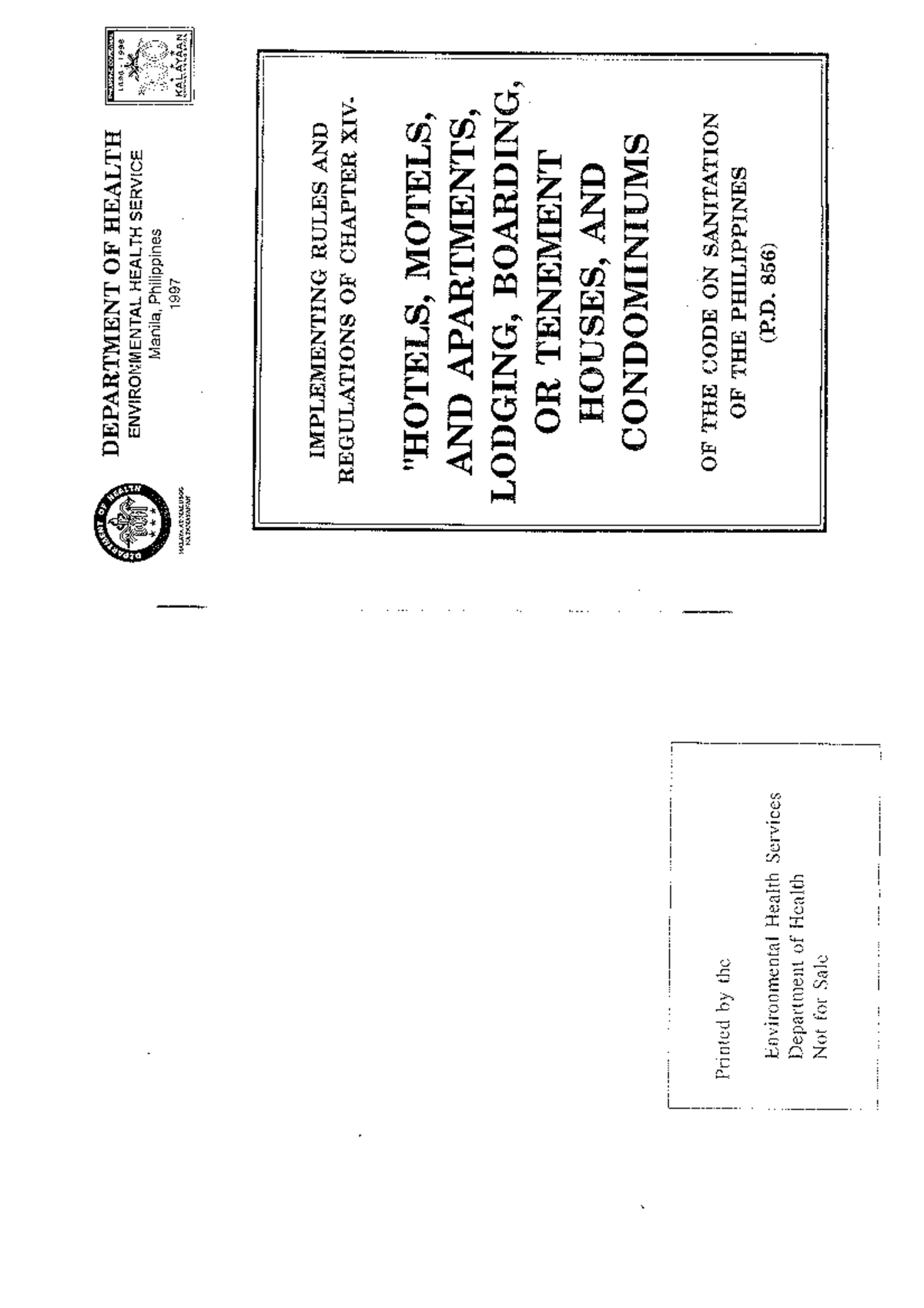 Sanitation Code - Hotels motels apartments - DEPARTMENT OF DEPARTMENT ...