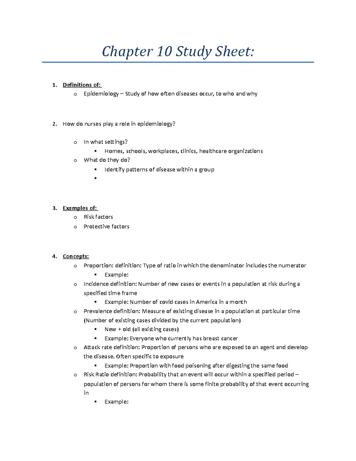 Chapter 10 Epidemiology Study Guide for Nursing Students - Studocu