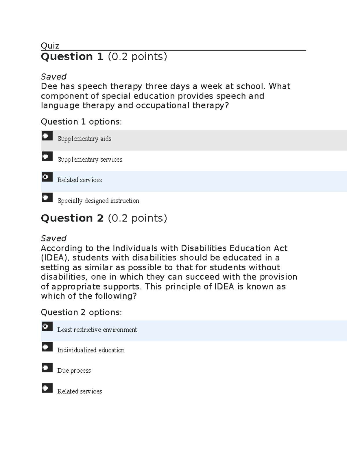 SPED - Quiz 1 Answers - Special Education Fundamentals - Studocu