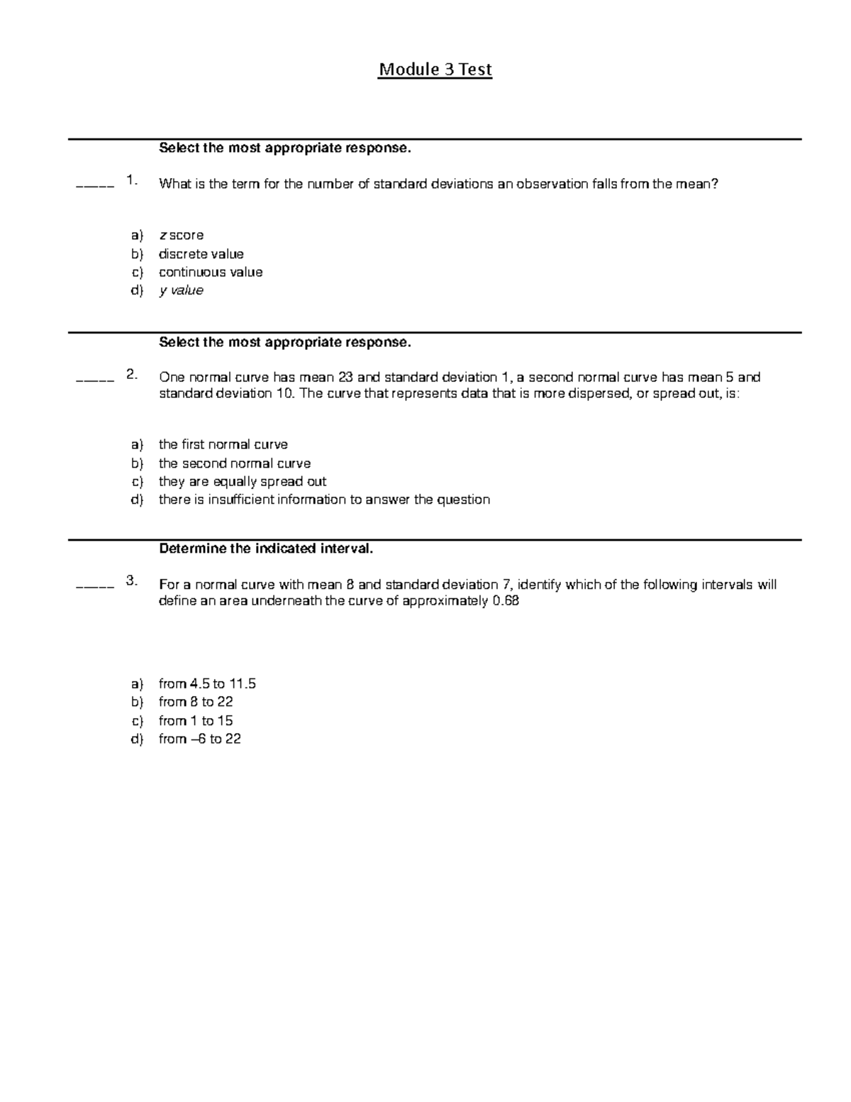 Module 3 Test Review: Key Concepts & Practice Questions - Studocu