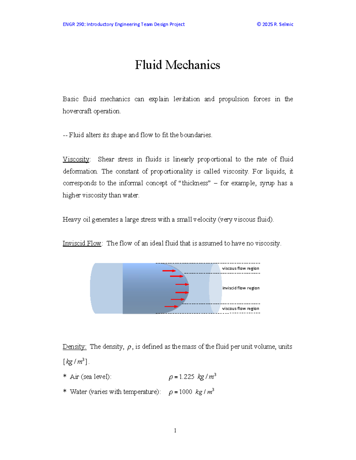 ENGR 290: Fluid Mechanics Overview for Team Design Project 2025 - Studocu