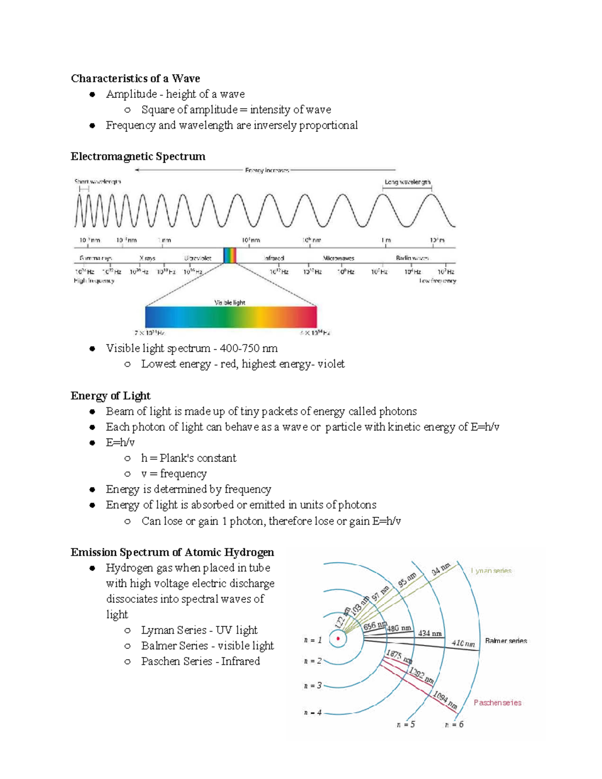 Chem1301 - Lecture Notes on Wave Characteristics and Atomic Theory ...
