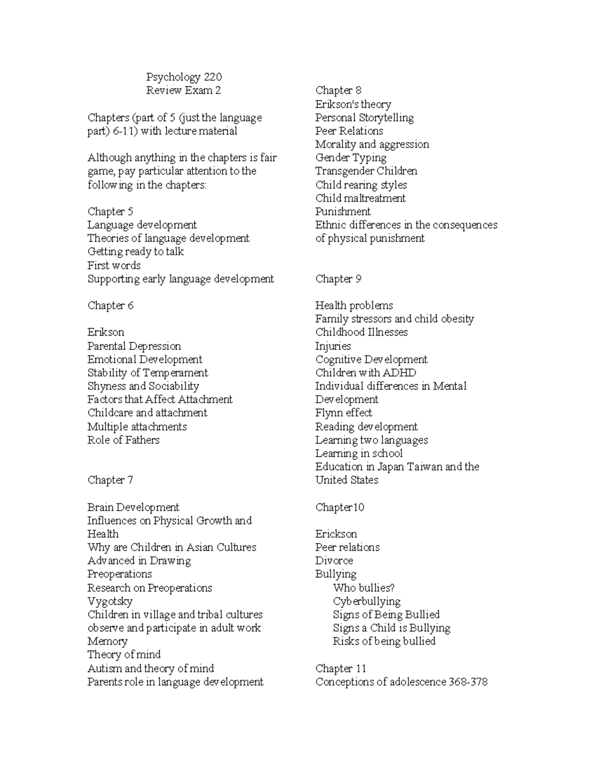 Psychology 220 Review: Exam 2 Study Guide for Spring 2026 - Studocu