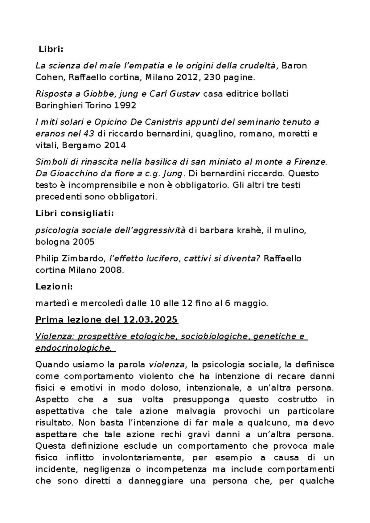 Psicologia del Male: Appunti di Lezioni (2024-2025) - Document Preview
