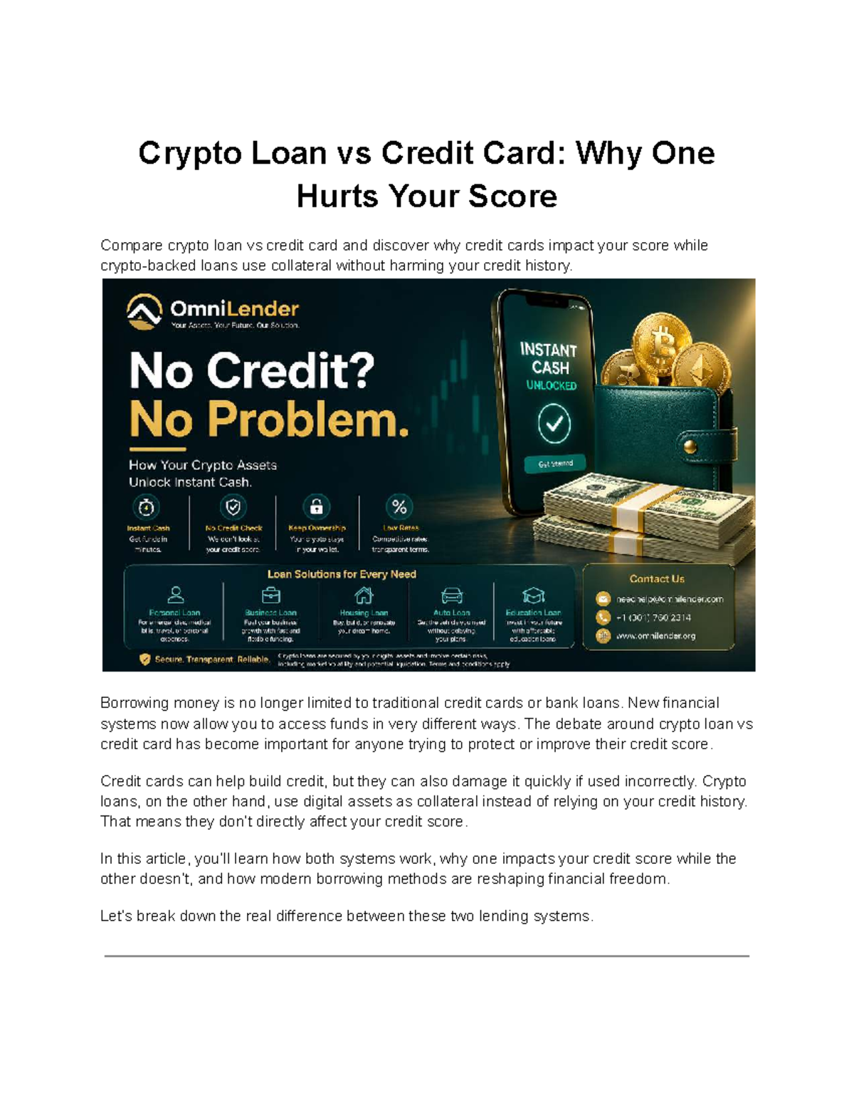 Crypto Loans vs Credit Cards: Understanding Credit Score Impact - Studocu