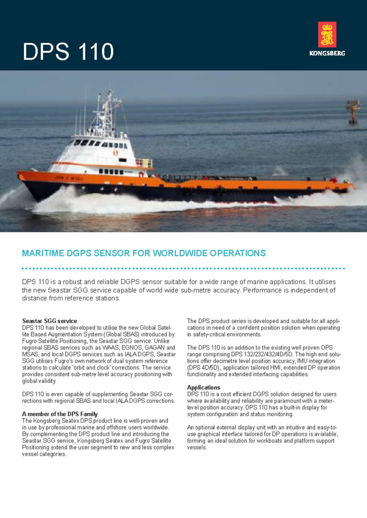 DPS 110 Datasheet: Reliable DGPS Sensor for Marine Applications - Studocu