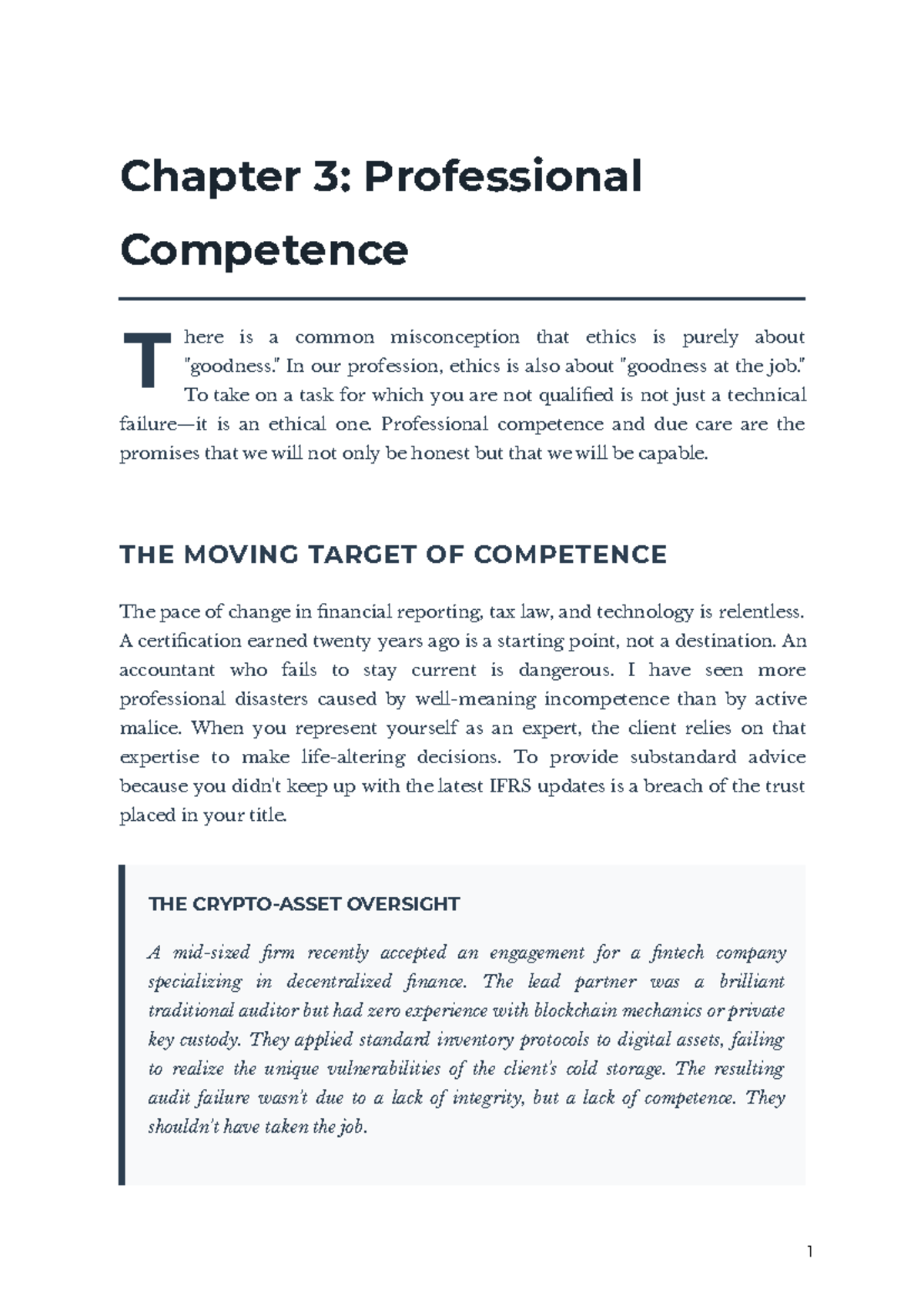 Chapter 3: Professional Competence in Ethics and Practice - Studocu