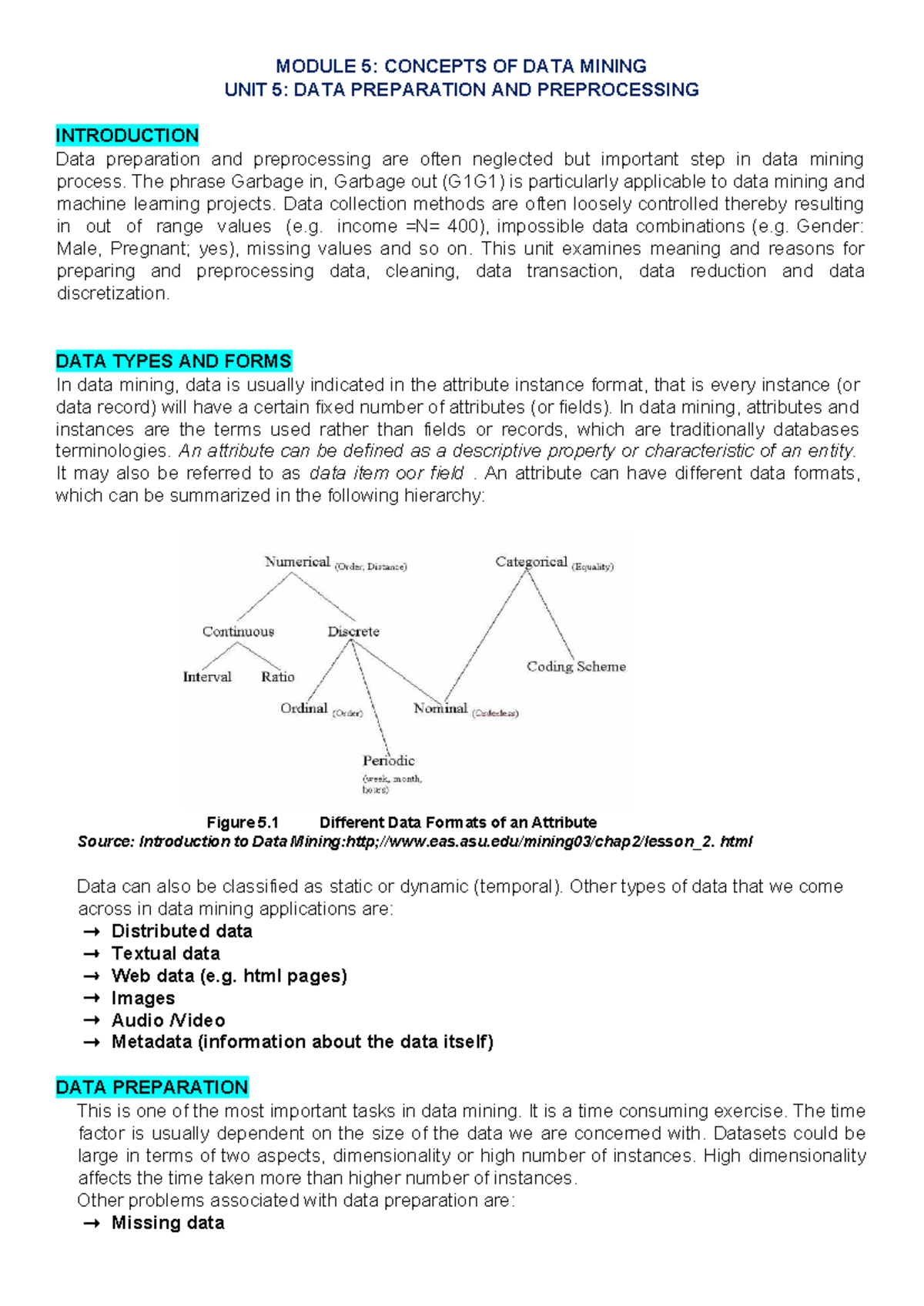 Module-5: Essential Concepts in Data Preparation & Preprocessing - Studocu