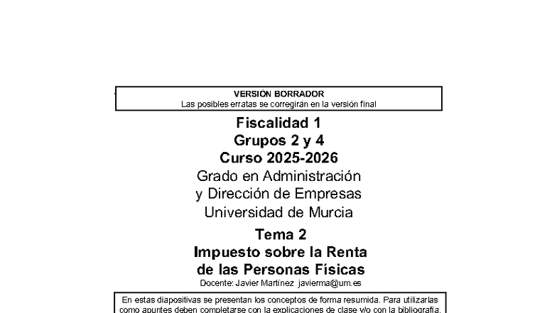 Fiscalidad 1 - Tema 2: Impuesto sobre la Renta de las Personas Físicas ...