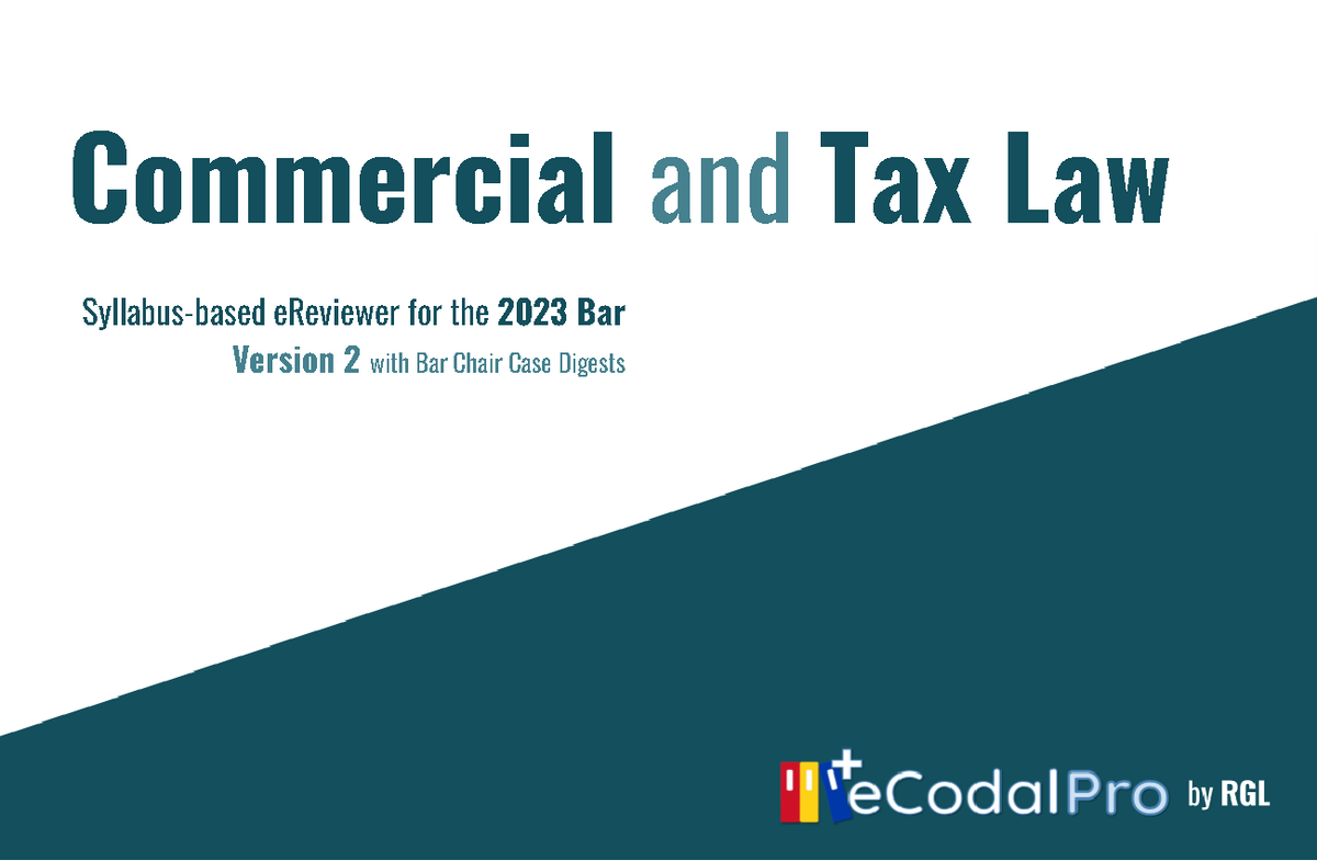 Commercial Law Syllabus Review 2023 with Case Digests - Studocu