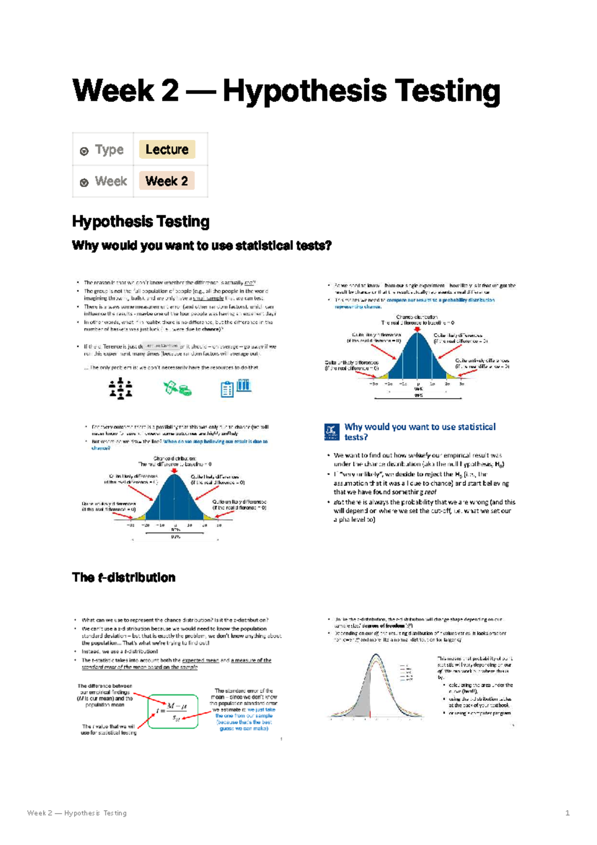 BIO 101 Week 2 Lecture Notes: Hypothesis Testing Overview - Studocu