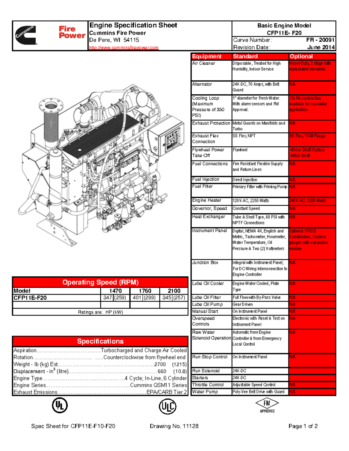 Cummins C4 Engine Specification Sheet - Model F20 Data Overview - Studocu