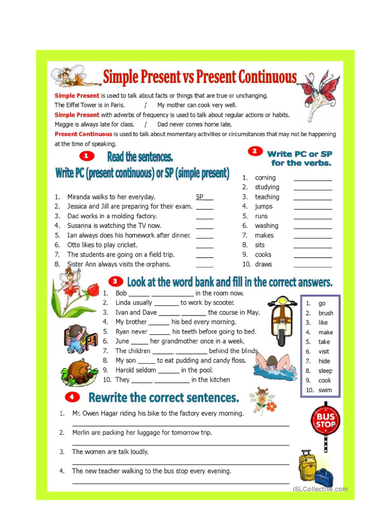 Simple Present vs Present Continuous: Grammar Practice Worksheet - Studocu