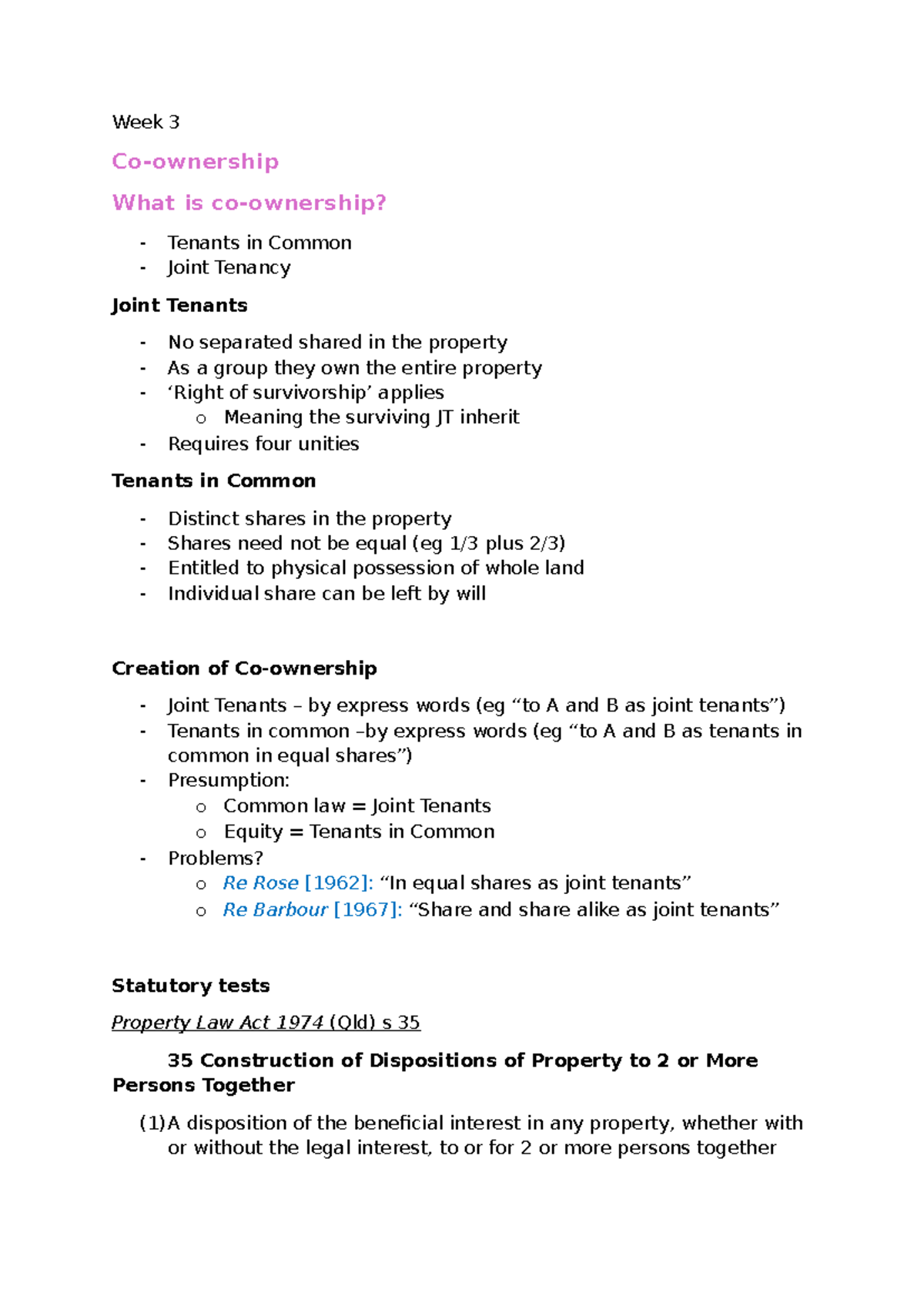 LLB301 Co-Ownership: Understanding Joint Tenancy & Tenants in Common ...
