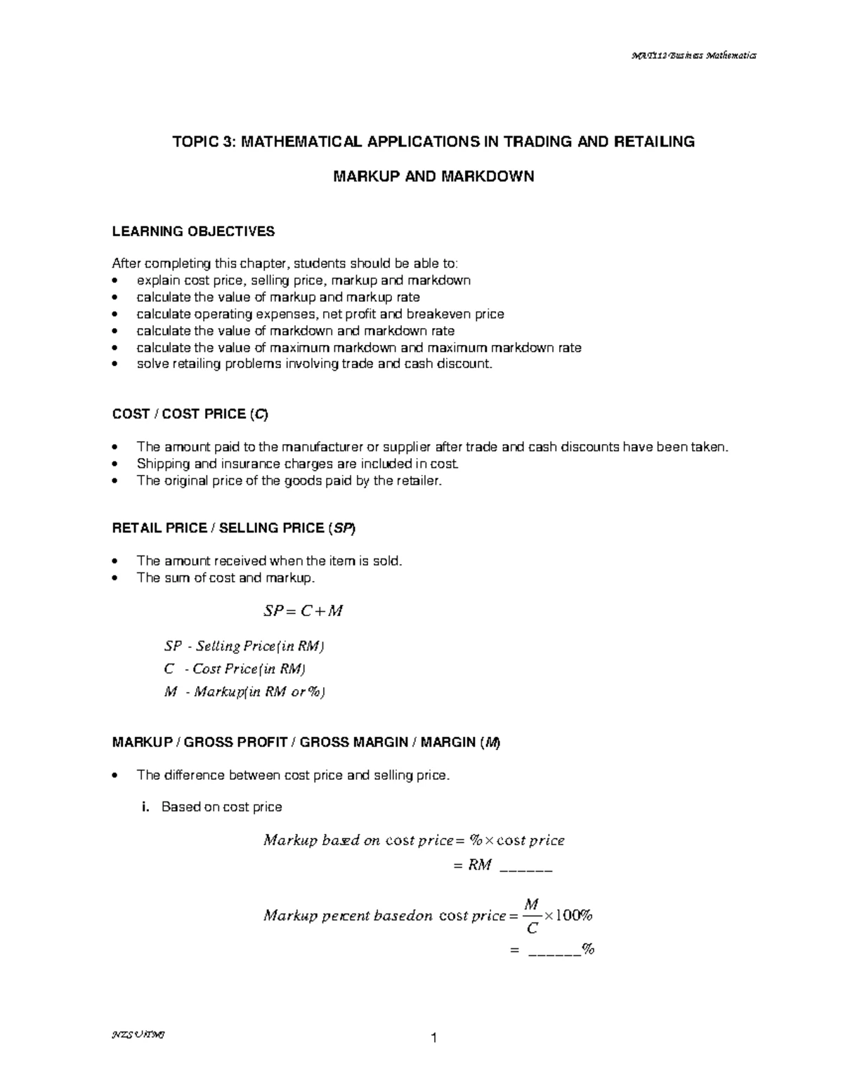 Topic 3 Markup and Markdown - NZS UiTMJ TOPIC 3: MATHEMATICAL ...