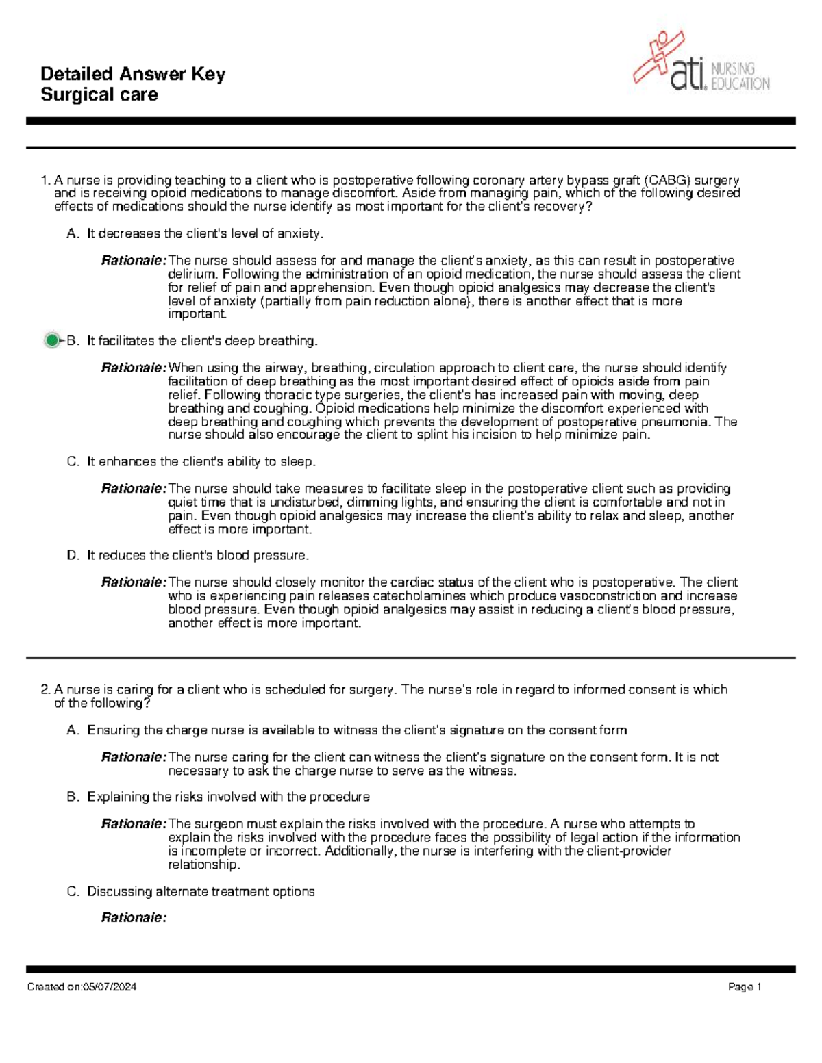 Surgical Care Exam 1 Review: Key Questions and Answers - Studocu