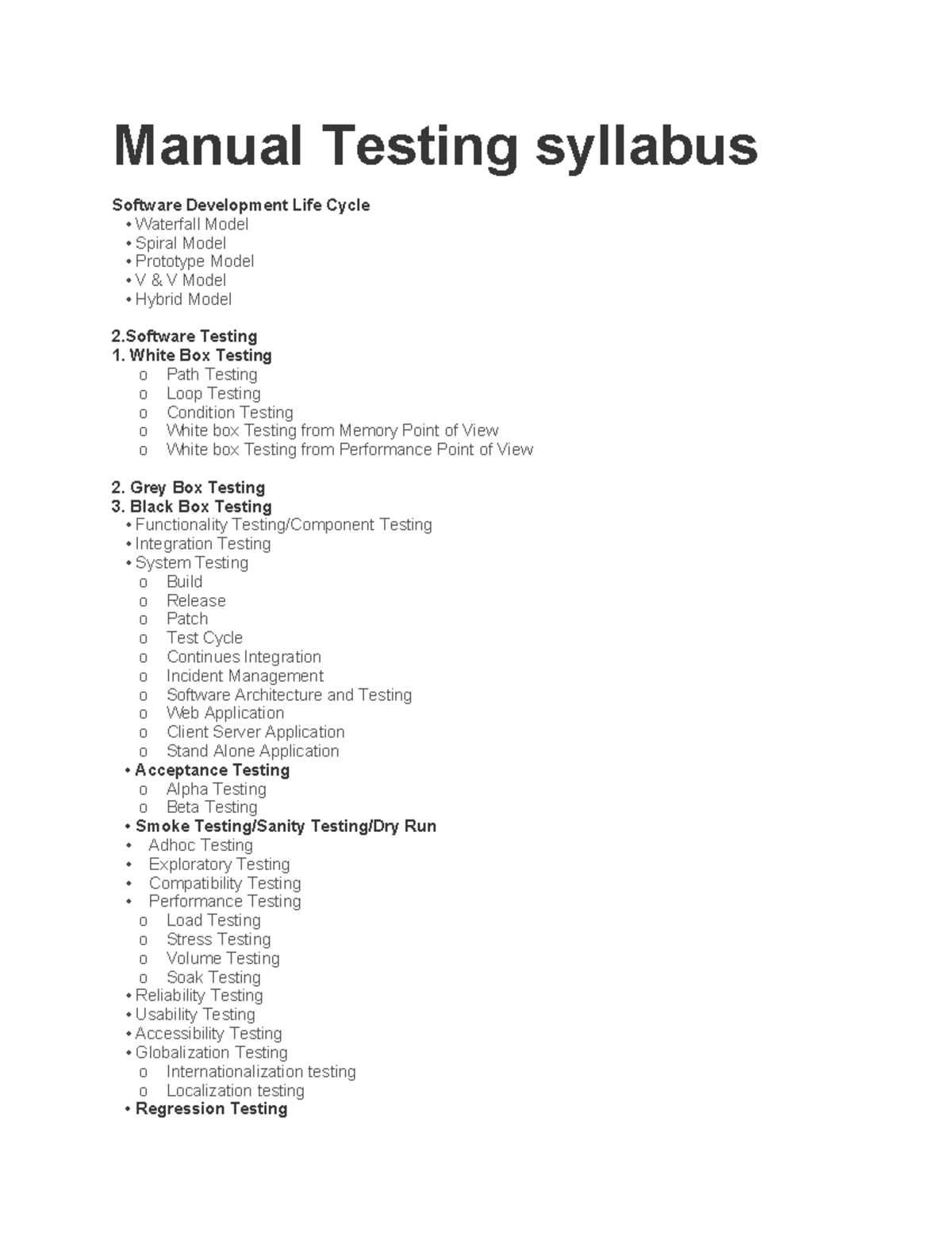 Software Testing & Database Management Syllabus (QSPIDER) - Studocu