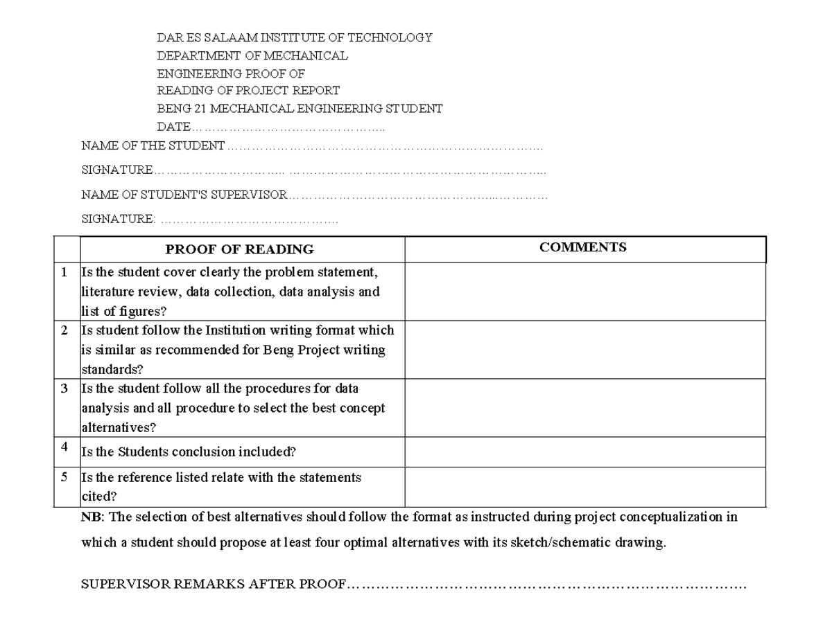 Proof of reading form 2-1 - DAR ES SALAAM INSTITUTE OF TECHNOLOGY ...