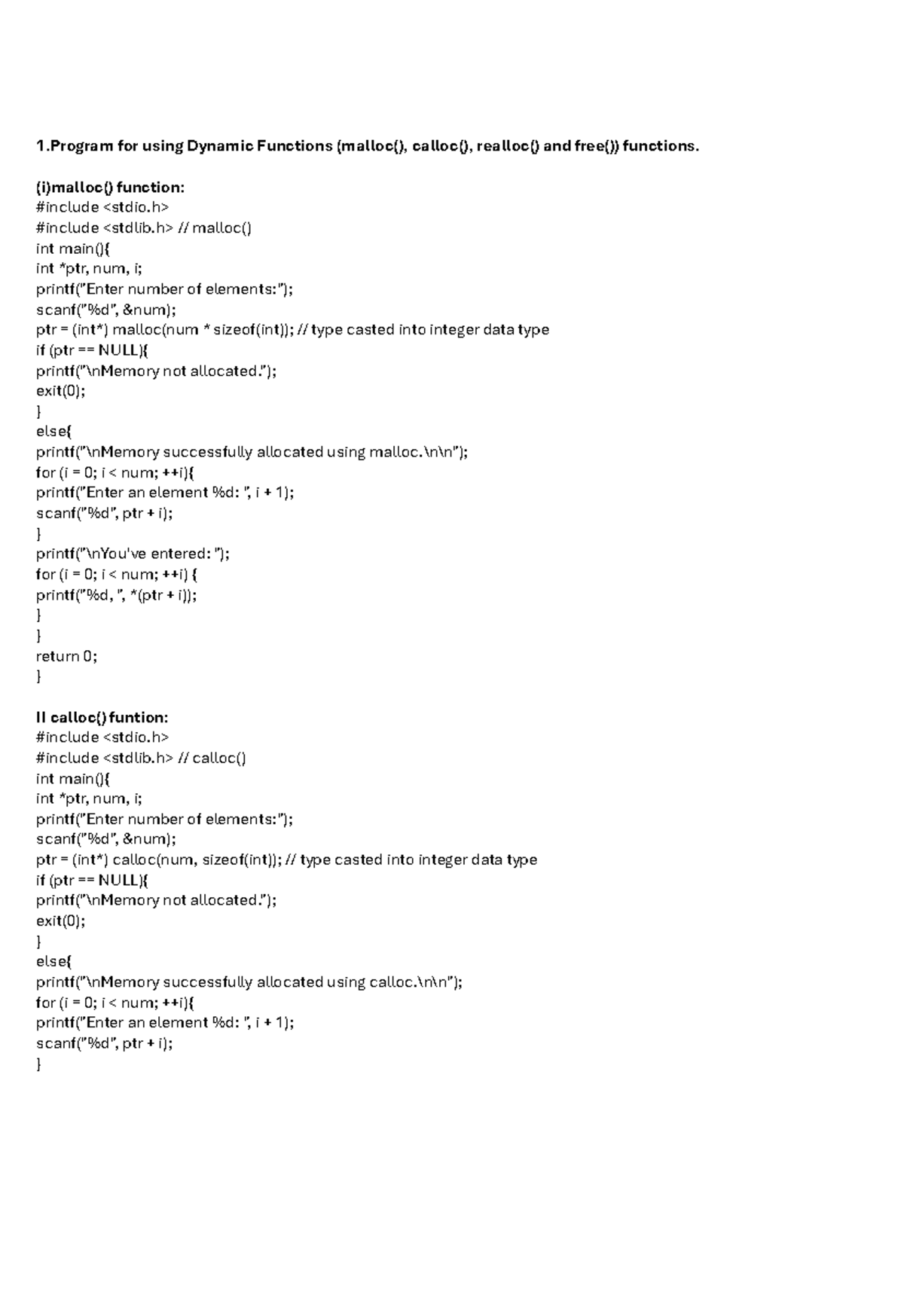 Dynamic Memory Allocation Functions in C: malloc(), calloc(), and ...