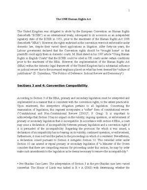 HRA 1998: A Comprehensive Analysis of the Human Rights Act - Studocu