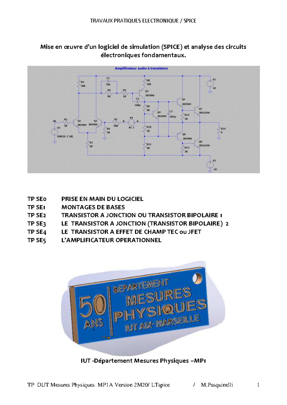 TP DUT Mesures Physiques MP1A: Travaux Pratiques sur LTspice et ...