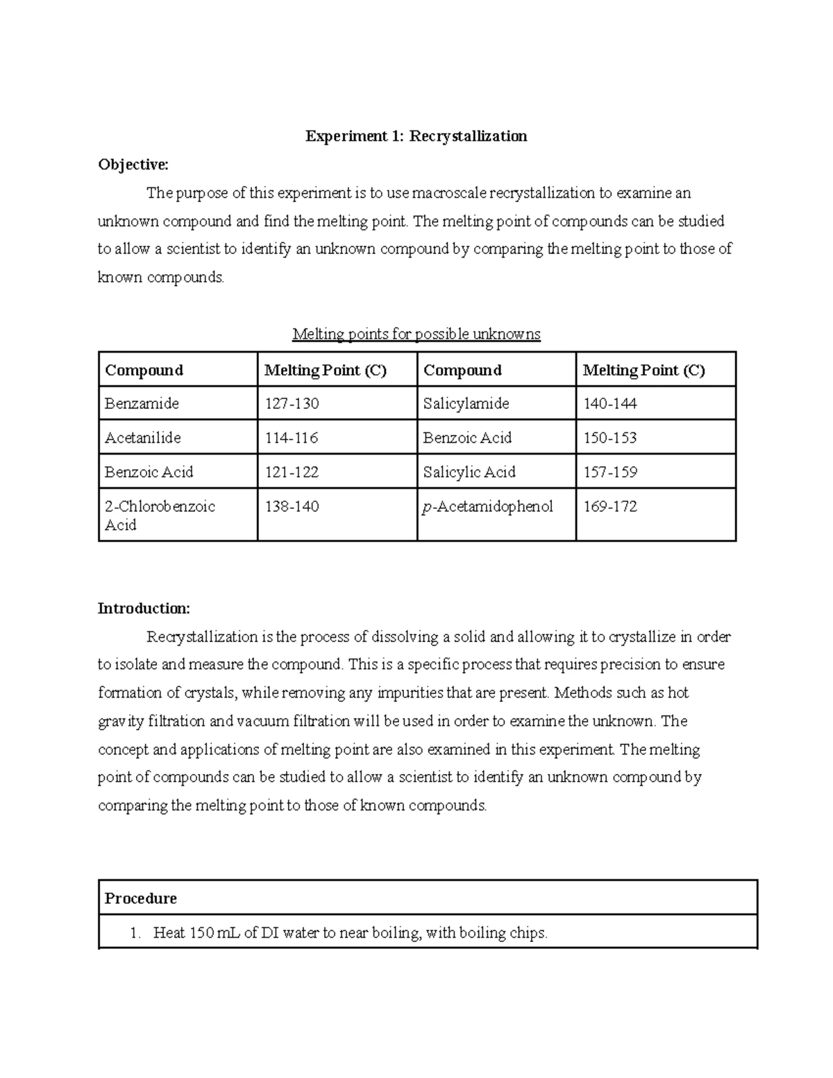 CHM205 HX - Experiment 6 Report: Synthesis of Adipic Acid - Studocu