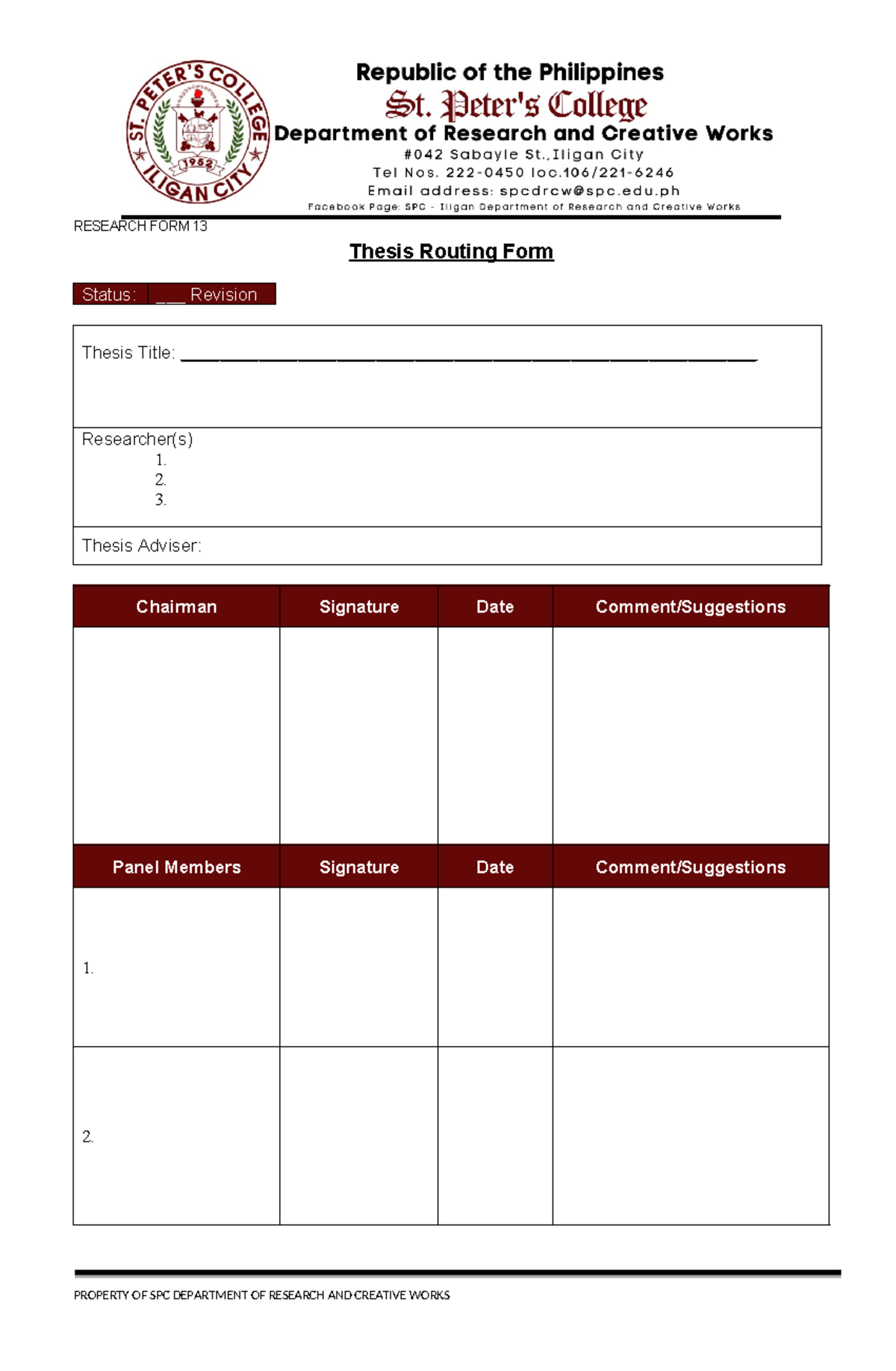 Research FORM 13 Thesis Routing Form - Bsed Mathematics - RESEARCH FORM ...