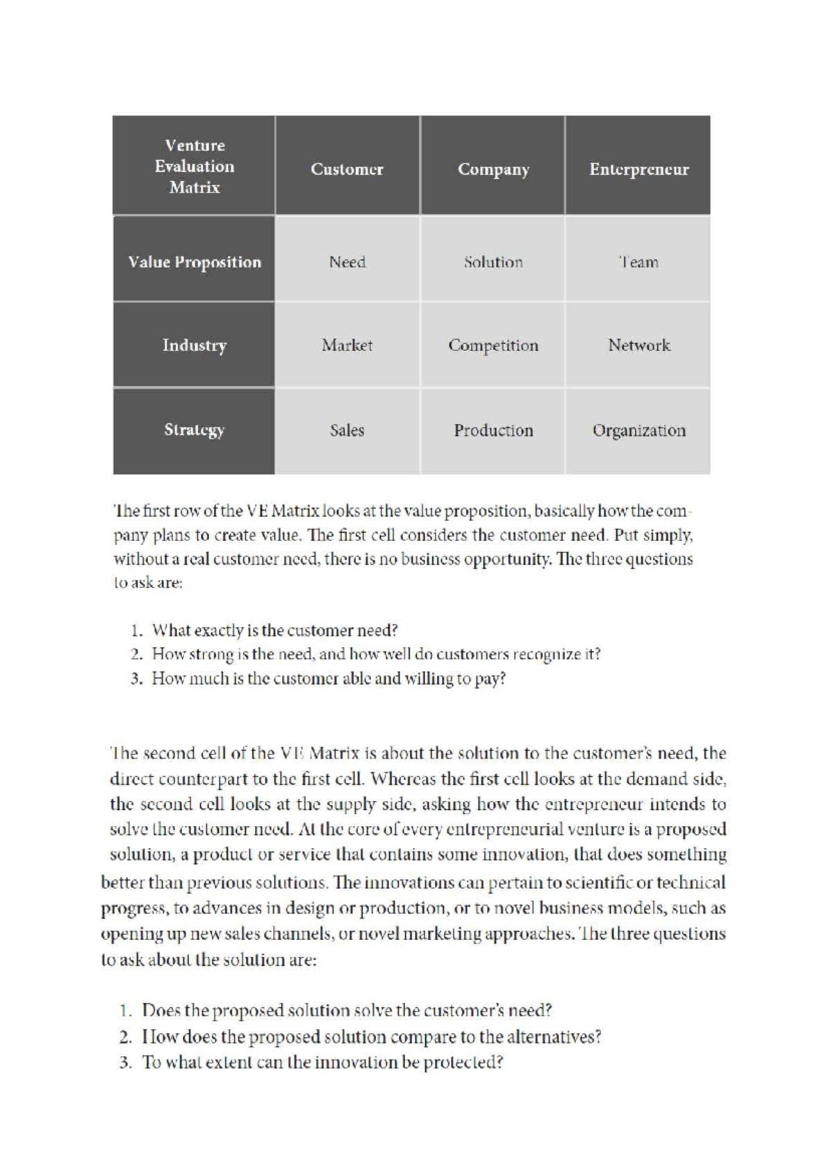 Venture Evaluation Matrix: Value Proposition & Strategy Analysis - Studocu