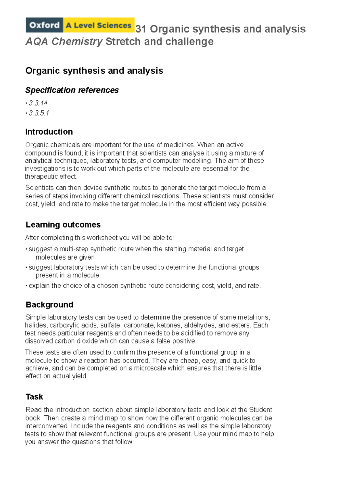 AQA Chemistry C2: Organic Synthesis & Analysis Study Notes - Studocu
