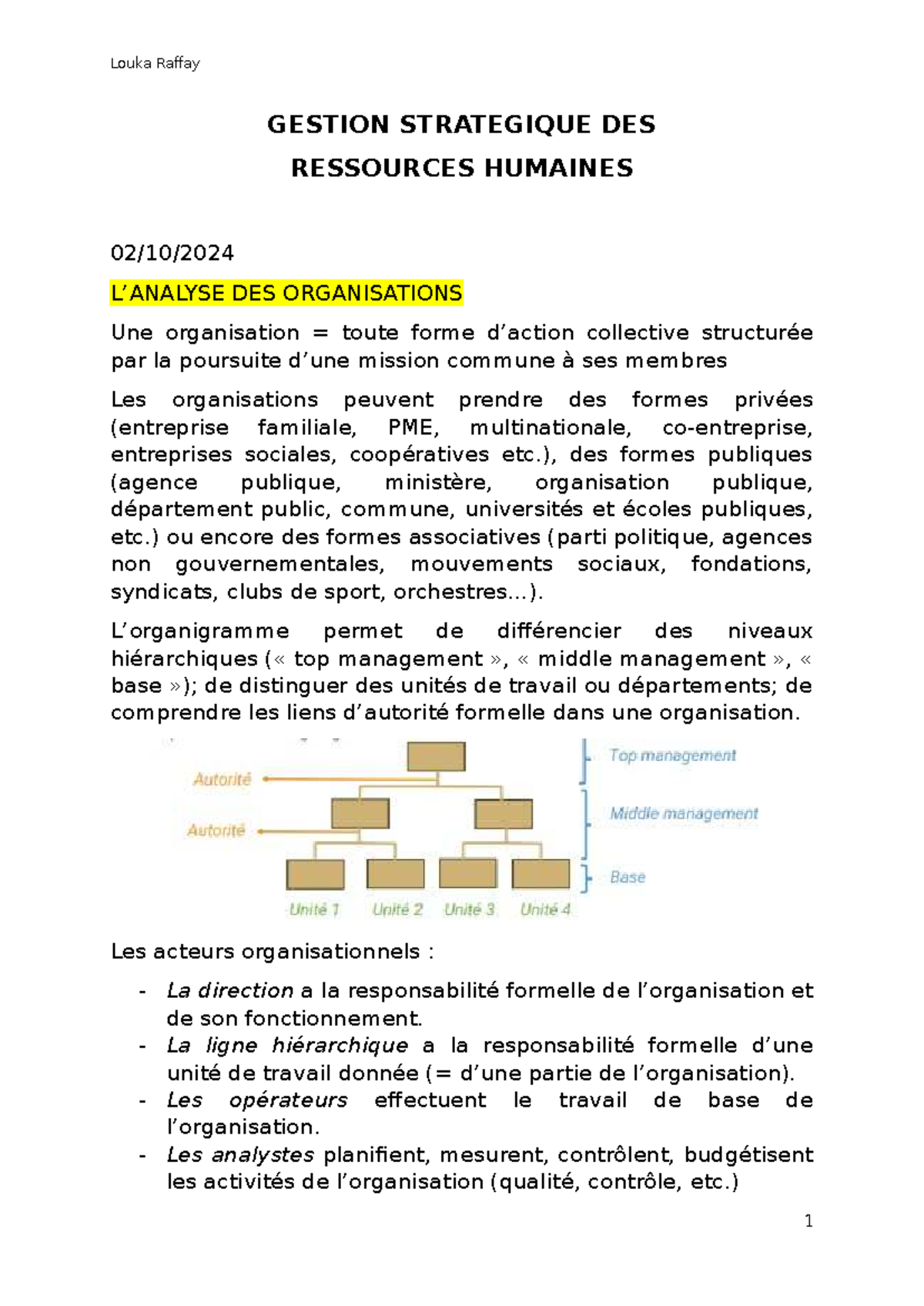 Notes de Cours GESTION STRATEGIQUE DES RESSOURCES HUMAINES - Studocu
