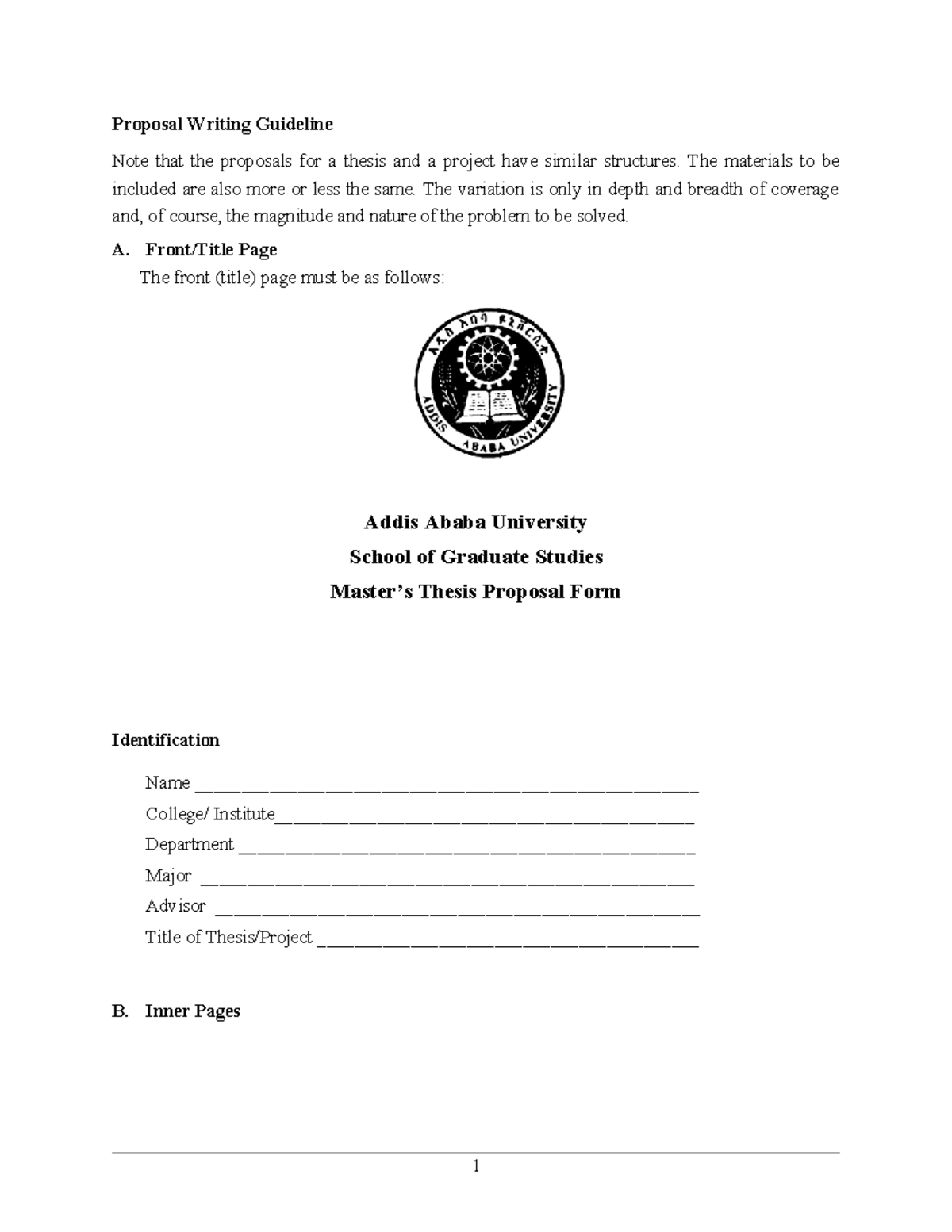 Thesis Proposal Writing Guidelines (AAU - Graduate Studies) - Studocu