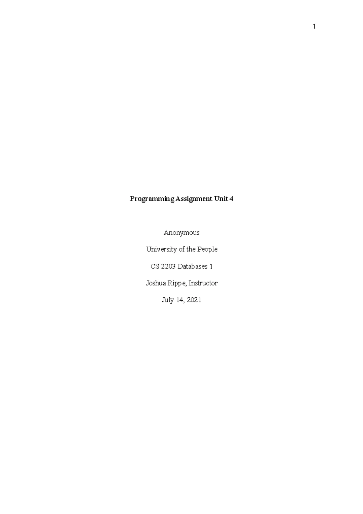 CS 2203-01 Programming Assignment Unit 5 - CS 2203 - Extend the ...