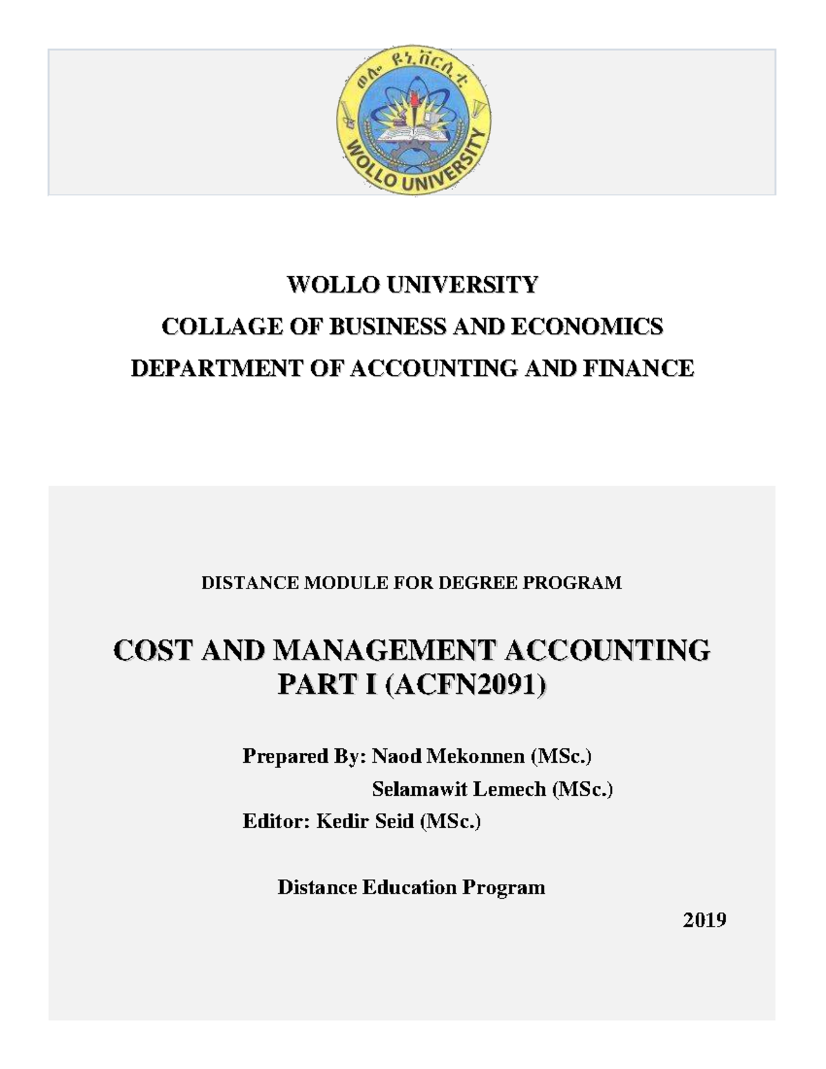 Cost and Managerial Accounting I (ACFN2091) Lecture Notes - Studocu