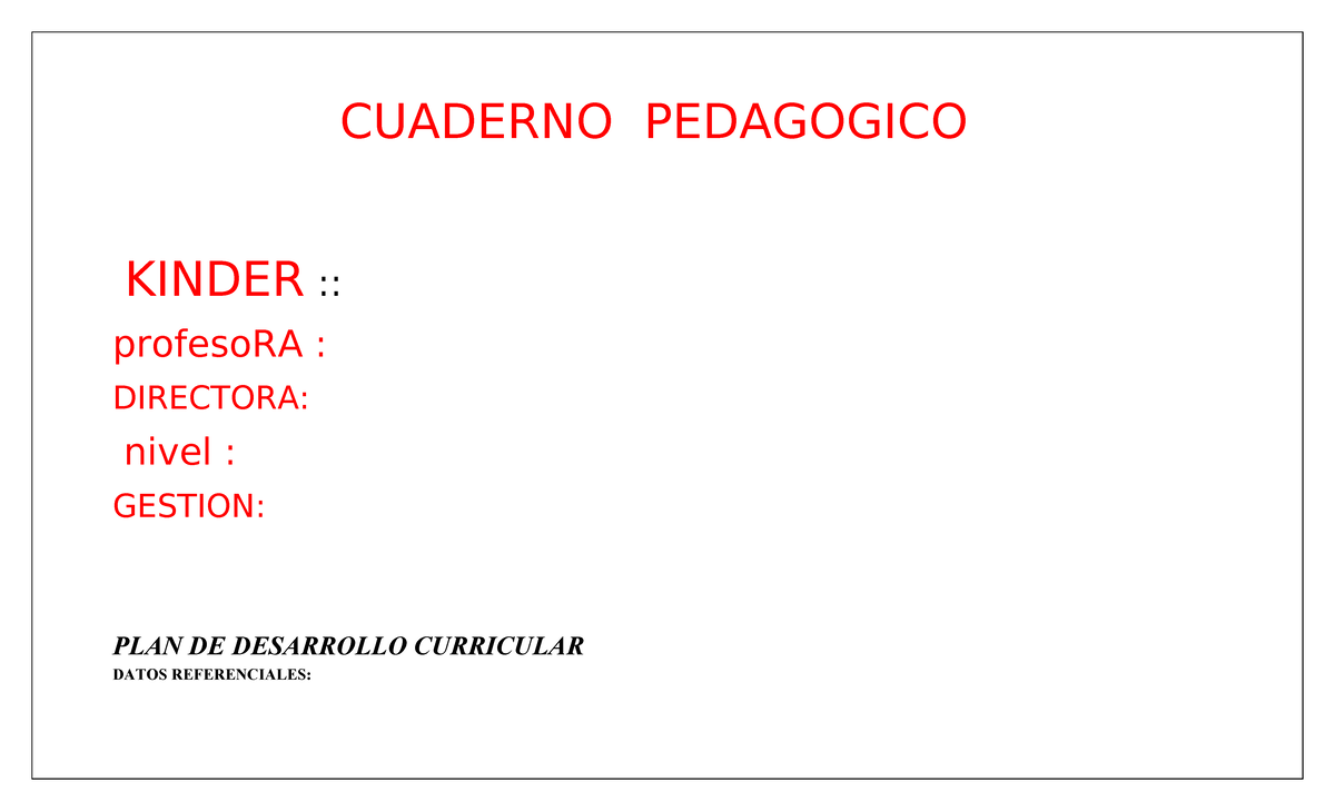 PDC 2024: Plan de Desarrollo Curricular para Nivel Inicial - Studocu