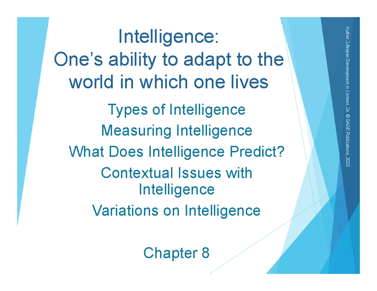 Chapter 8: Understanding Intelligence in Lifespan Development - Studocu