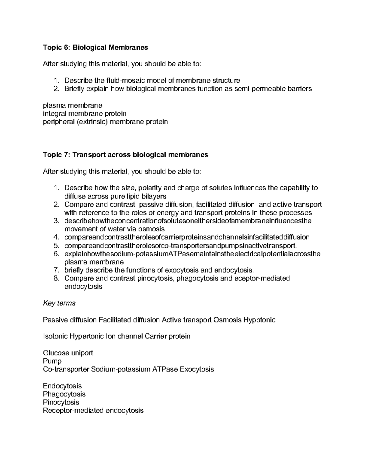 Lecture Notes: Biological Membranes and Genetic Code - Studocu