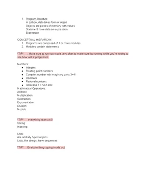 Python Programming - Study Notes & Assignments - Studocu