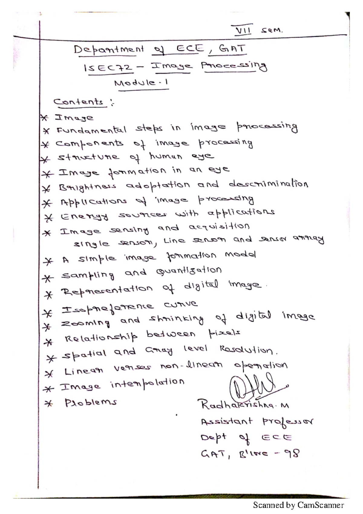 Digital Image Processing 15EC72 Module-1 - Studocu