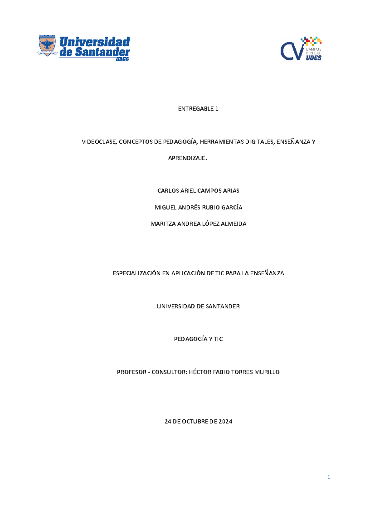 Entregable 1: Relación entre Pedagogía y TIC en la Educación Actual - Document Preview