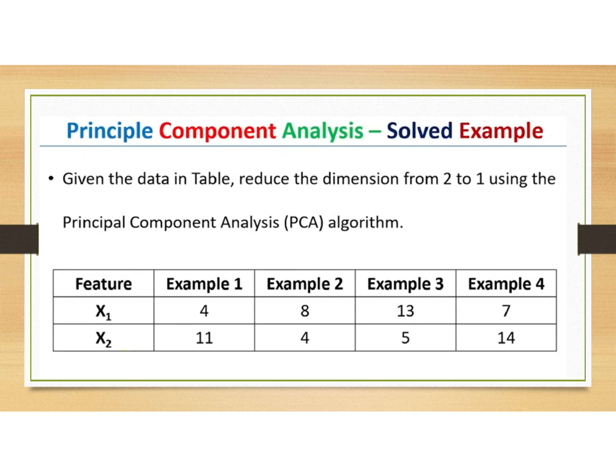 PCA 101: Solved Example of Dimensionality Reduction Techniques - Studocu