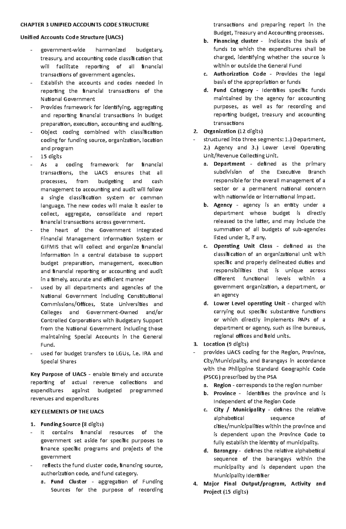 Chapter 3-4: Unified Accounts Code Structure & Revised Chart of ...